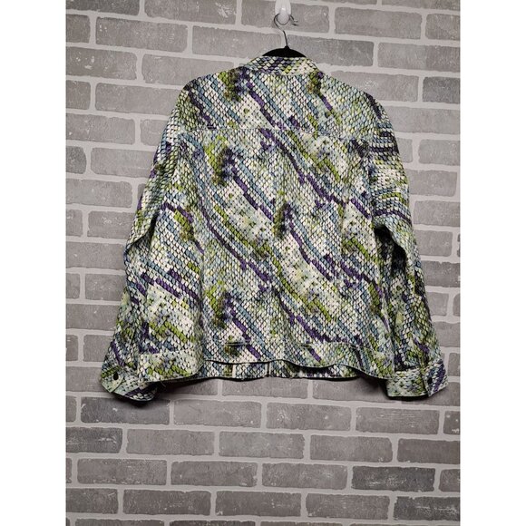 Colorful Snakeskin Print Women's Jacket Front Zipper Chest Pockets Size M‎ - Picture 2 of 12